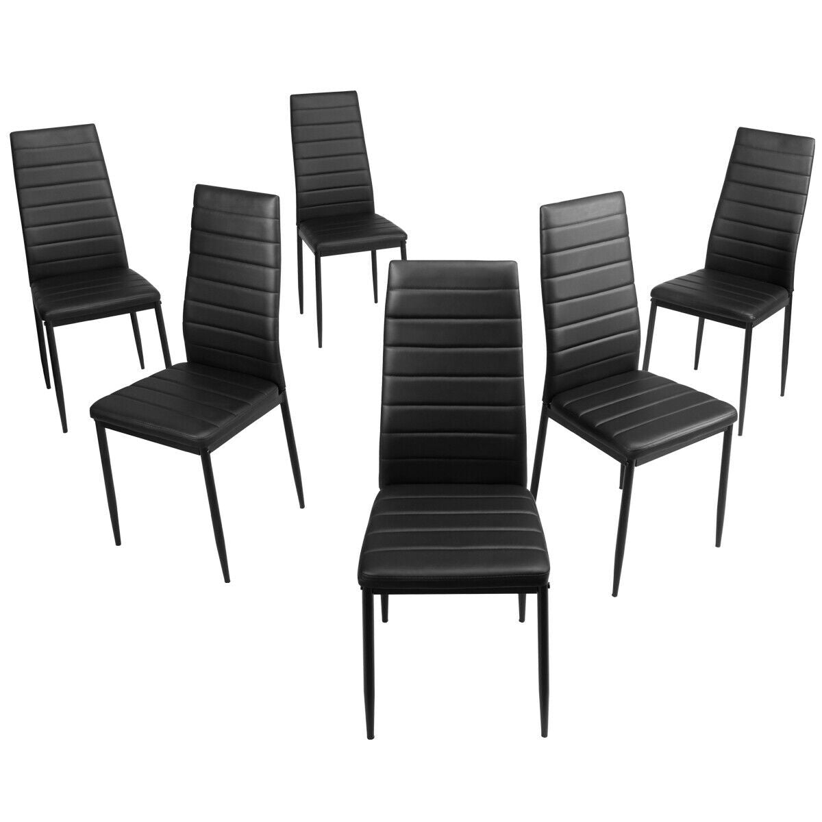 Set of 6 Modern High Back Dining Chairs with Comfortable Padded Seats