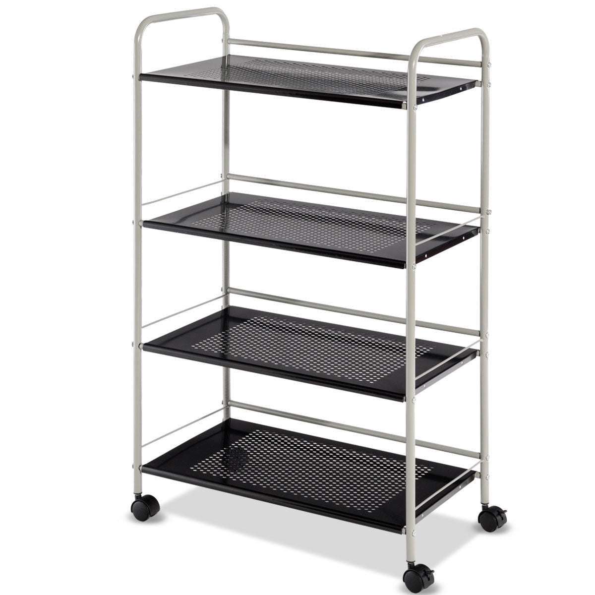 Metal Utility Storage Cart with Wheels and 4 Tier Shelves for Kitchen Bathroom Office – 23.5 Inch