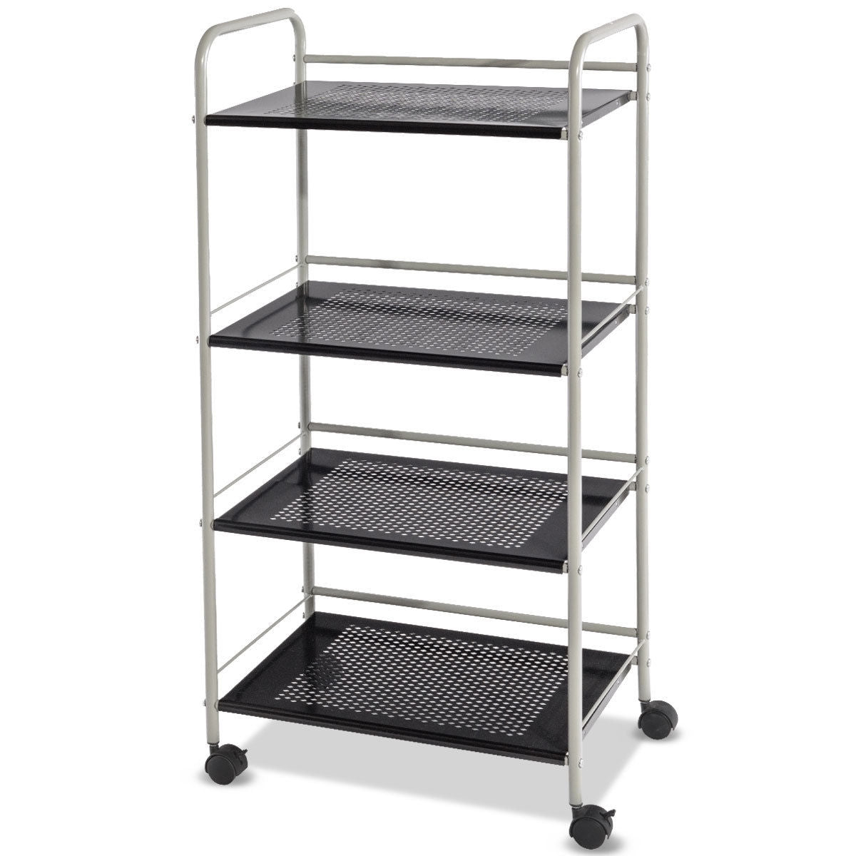 Metal Utility Storage Cart with Wheels and 4 Tier Shelves for Kitchen Bathroom Office – 19.5 Inch