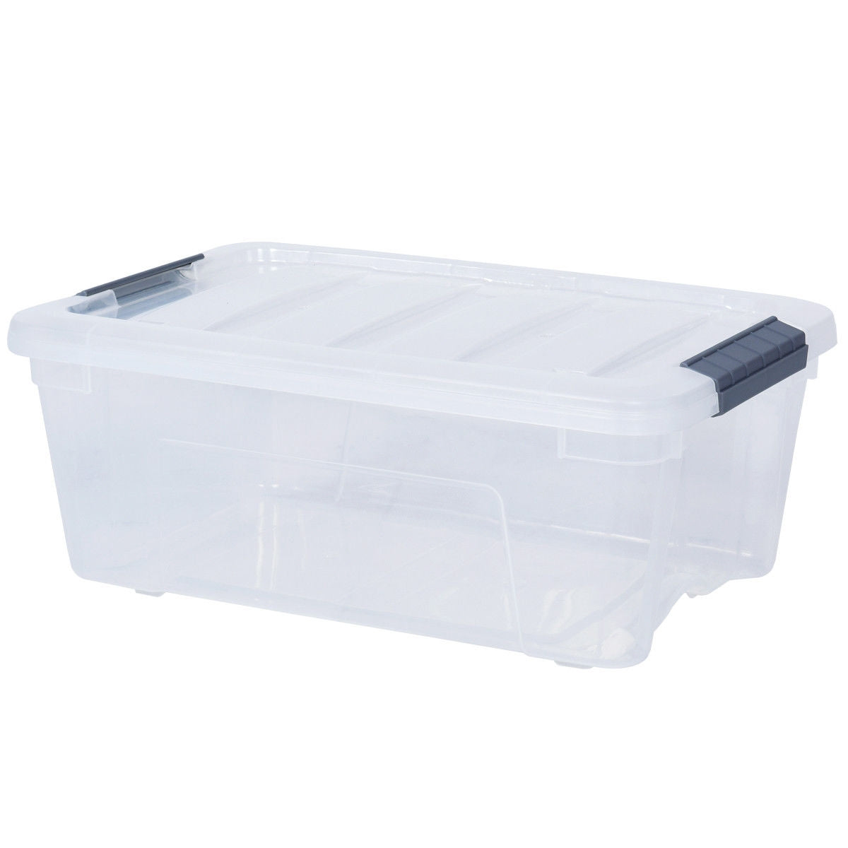 12 Pack Transparent Latch Storage Bins - 156 Quart Stackable Plastic Storage Tubs with Secure Lids for Organizing Home, Office, and Garage