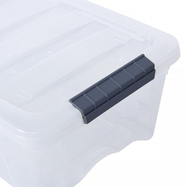 12 Pack Transparent Latch Storage Bins - 156 Quart Stackable Plastic Storage Tubs with Secure Lids for Organizing Home, Office, and Garage