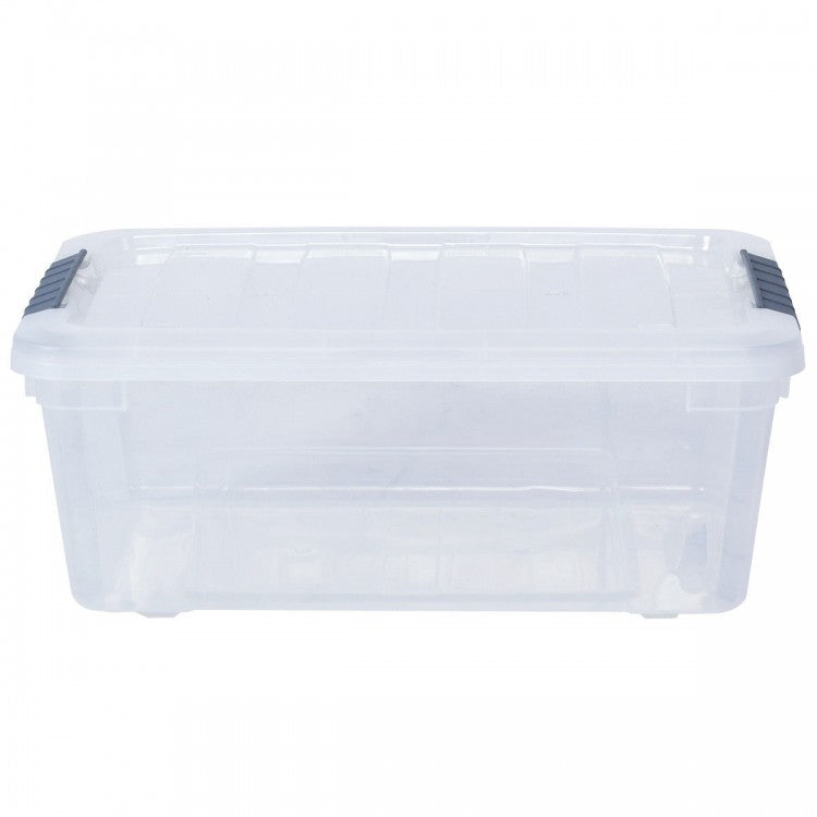 12 Pack Transparent Latch Storage Bins - 156 Quart Stackable Plastic Storage Tubs with Secure Lids for Organizing Home, Office, and Garage
