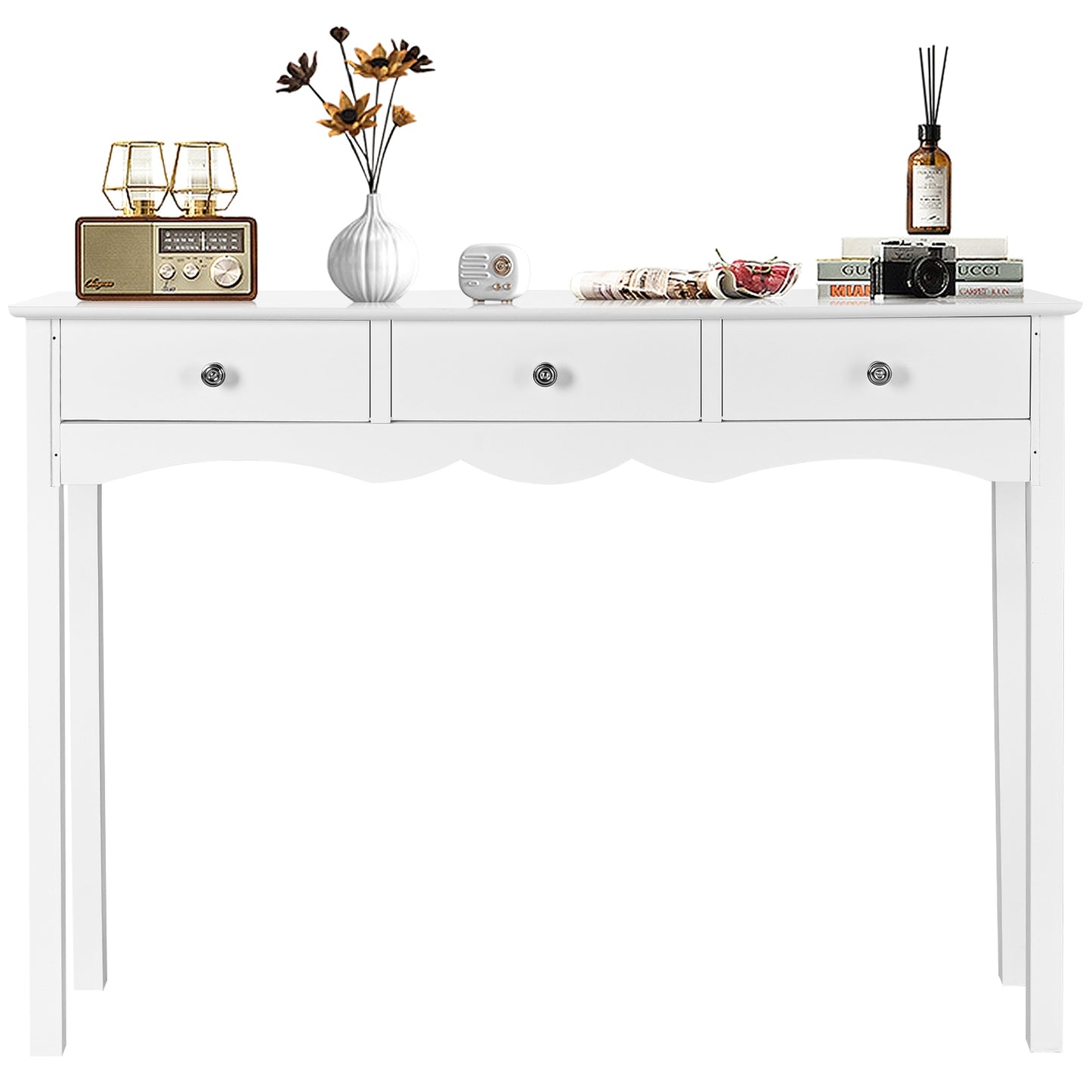 Elegant 3-Drawer Console Table for Entryway, Hallway, or Living Room – White Finish