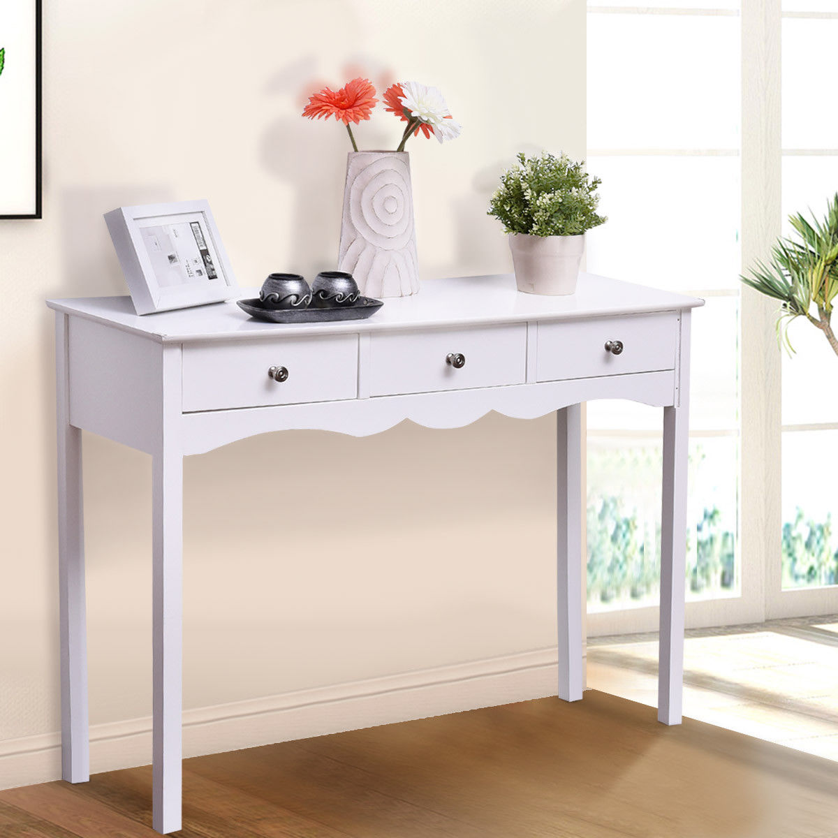 Elegant 3-Drawer Console Table for Entryway, Hallway, or Living Room – White Finish