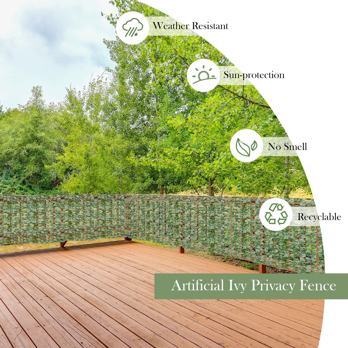 Faux Ivy Privacy Fence Screen – Realistic Greenery for Indoor & Outdoor Use