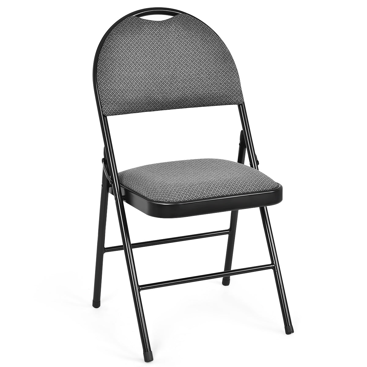 Set of 6 Portable Folding Chairs with Padded Seats for Office Kitchen Dining - Black