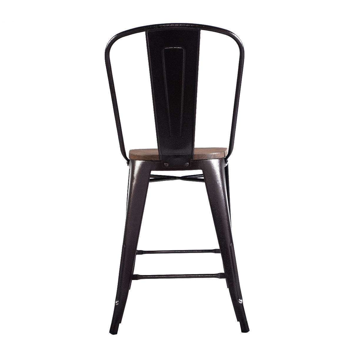 Set of 4 Industrial Metal Counter Height Dining Chairs with Removable Backrest, Brown