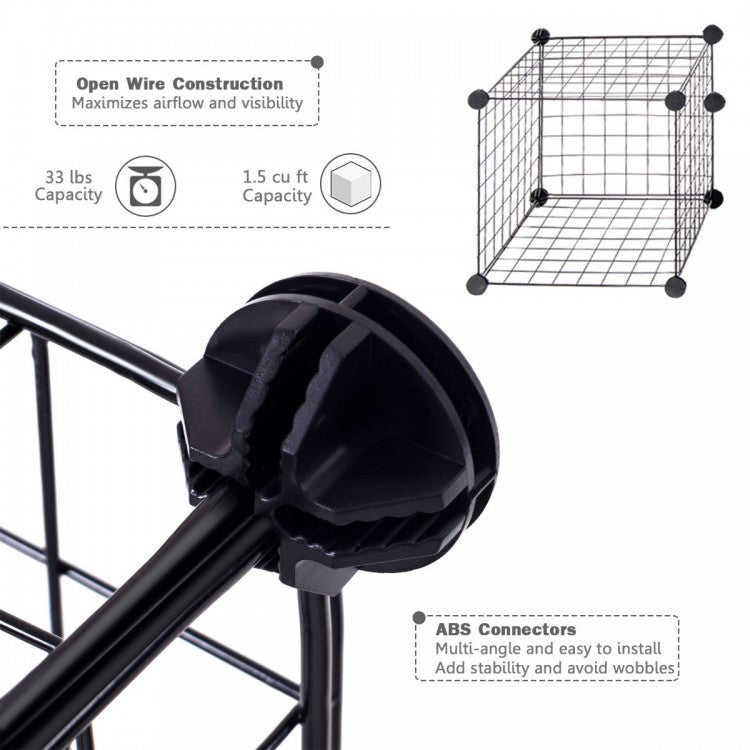 Modular 8-Cube Wire Storage Shelf – Interlocking DIY Grid Organizer for Home, Office, and Dorm