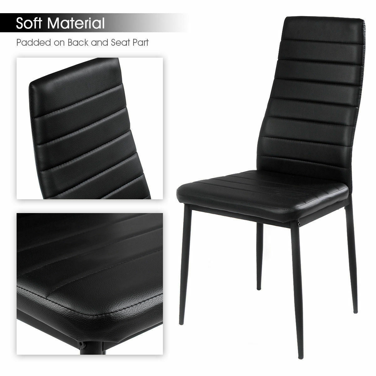5-Piece Modern Glass Dining Set with Metal Frame – Table and Chairs for Kitchen or Dining Room