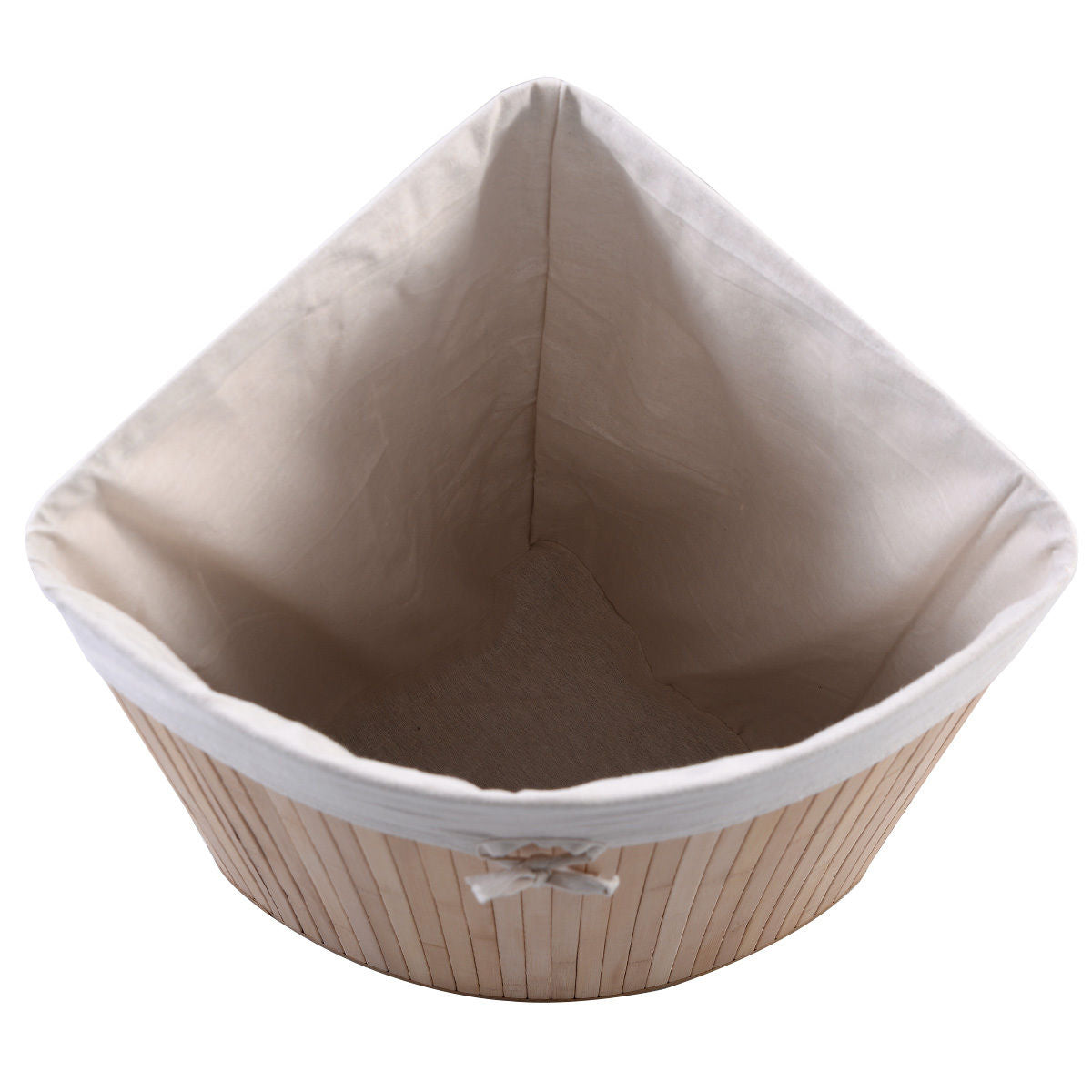 Corner Space Bamboo Laundry Basket with PU Leather Handles