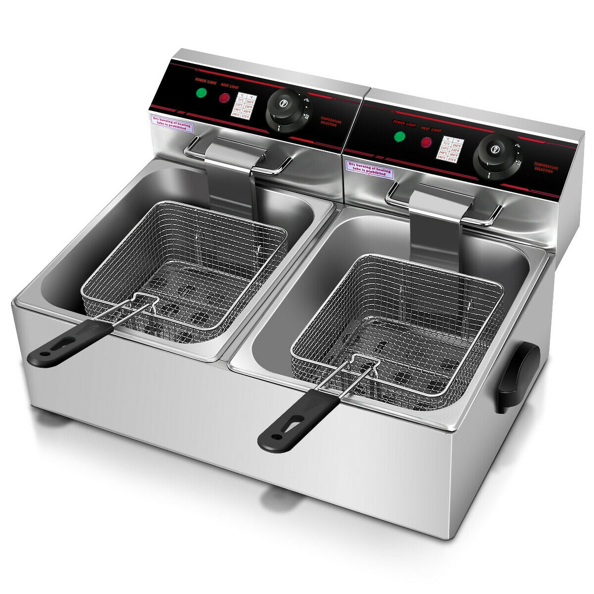 Powerful 3400W Dual Tank Electric Countertop Fryer for High Efficiency Frying