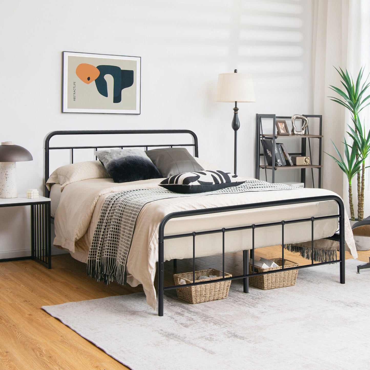 Sturdy Heavy Duty Metal Platform Bed Frame with Elegant Headboard - Full Size