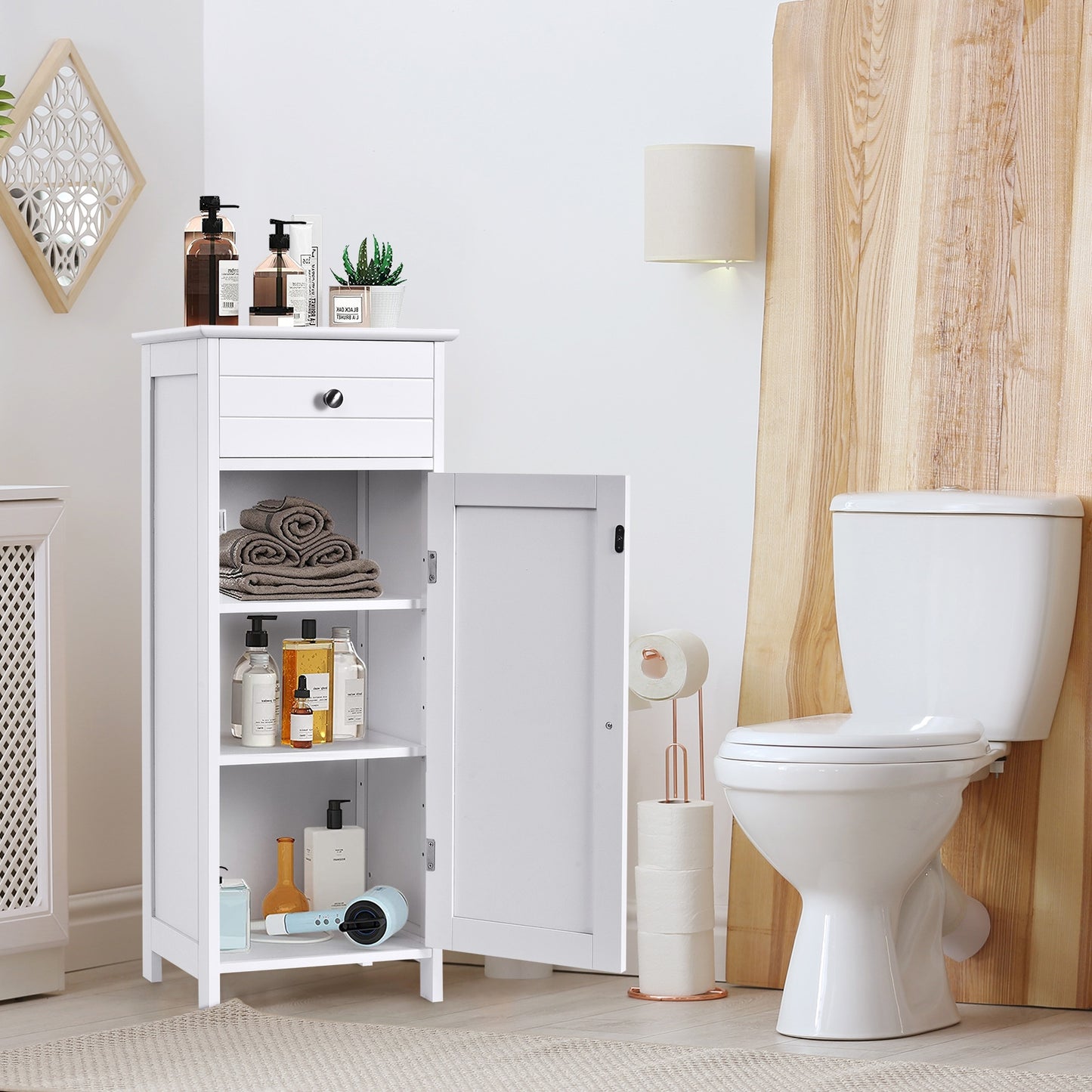 Multi Functional Freestanding Storage Cabinet with Adjustable Shelves
