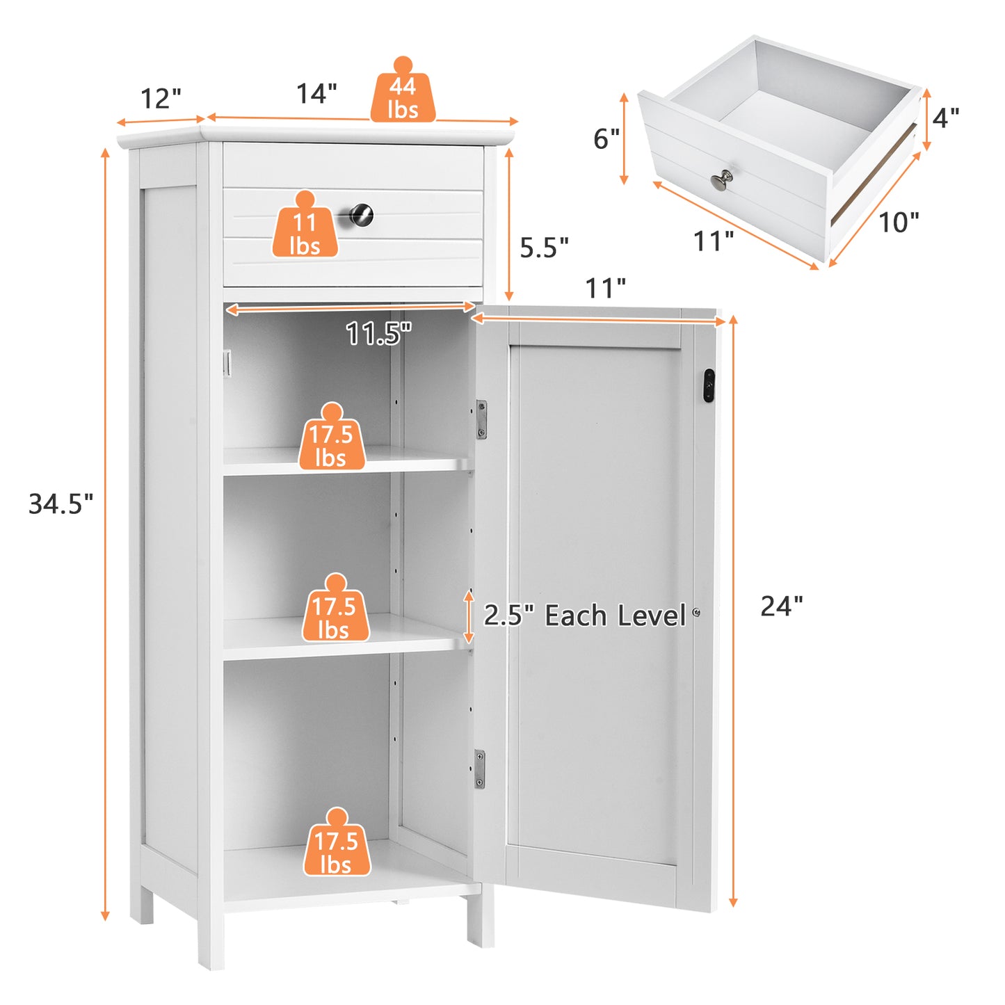 Multi Functional Freestanding Storage Cabinet with Adjustable Shelves