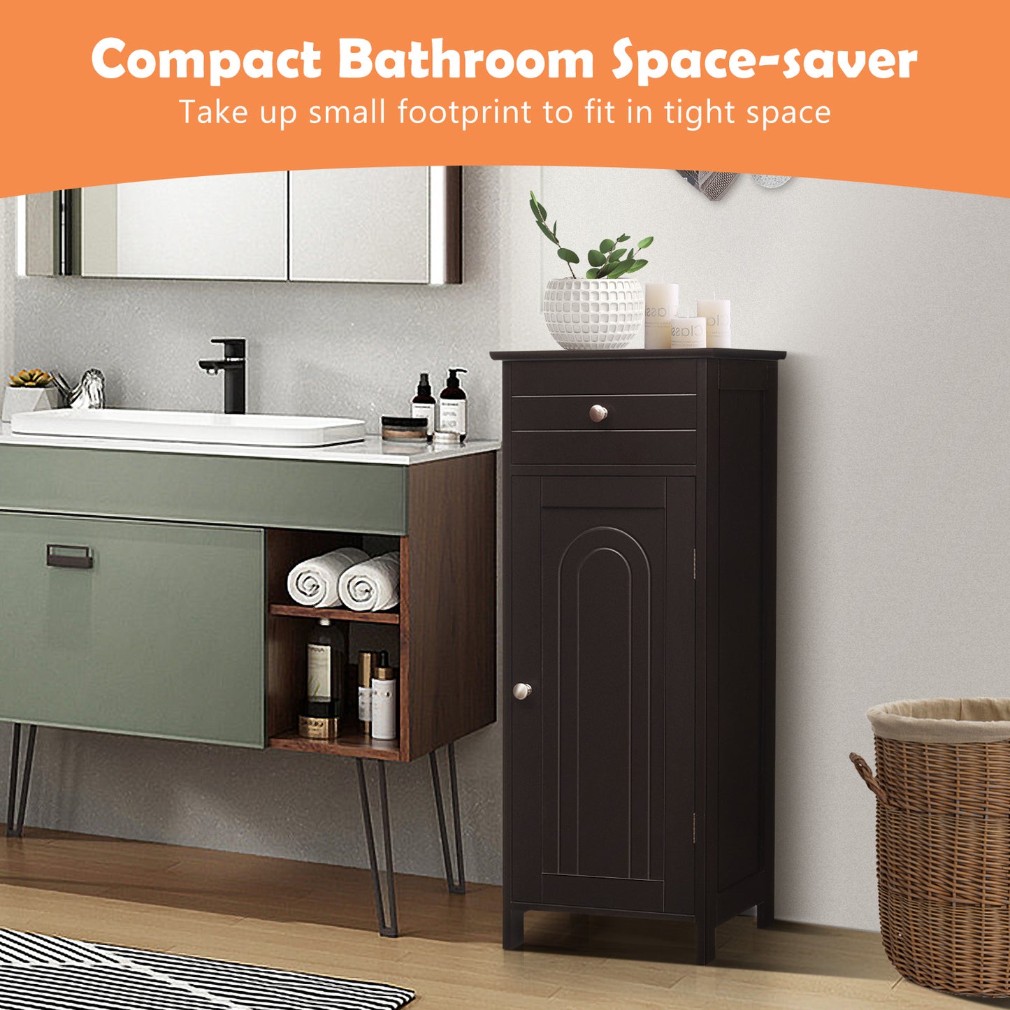 Multi Functional Freestanding Storage Cabinet with Adjustable Shelves
