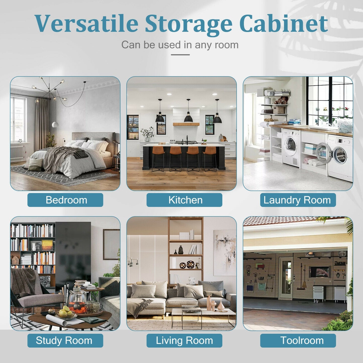 70 Inch Freestanding Storage Cabinet with Adjustable Shelves and Double Doors - White