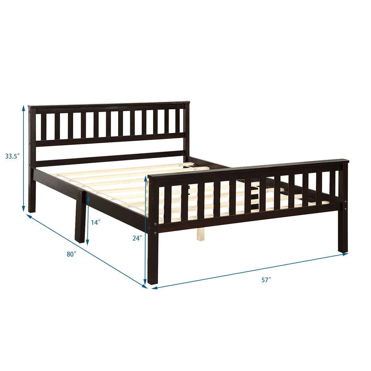 Premium Solid Wood Platform Bed with Elegant Headboard and Footboard - Full Size