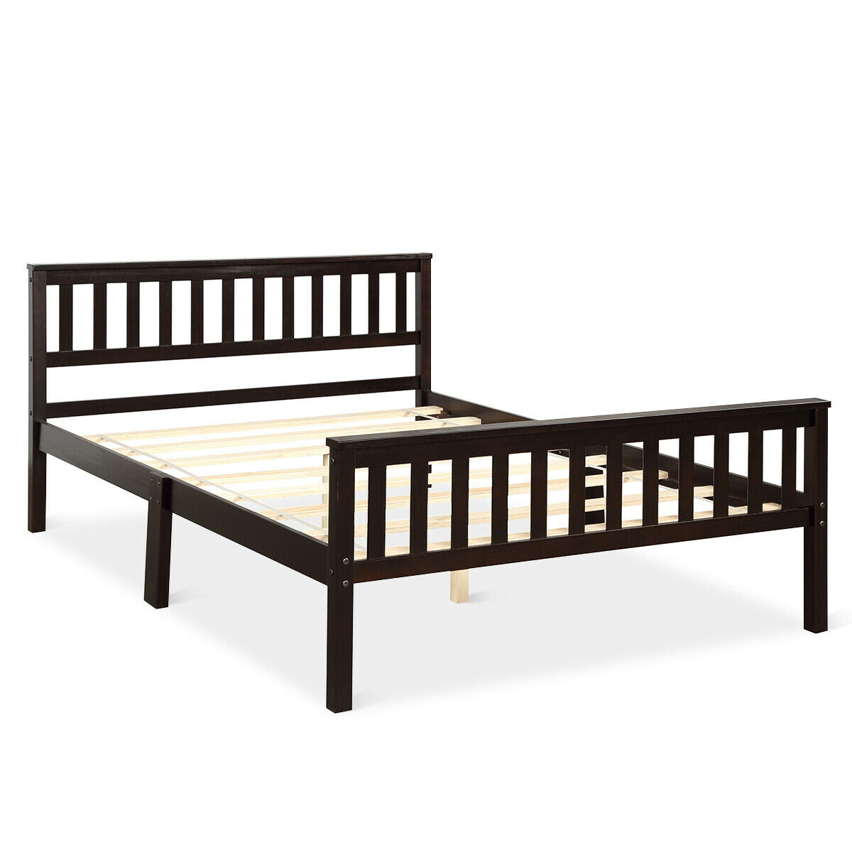 Premium Solid Wood Platform Bed with Elegant Headboard and Footboard - Full Size