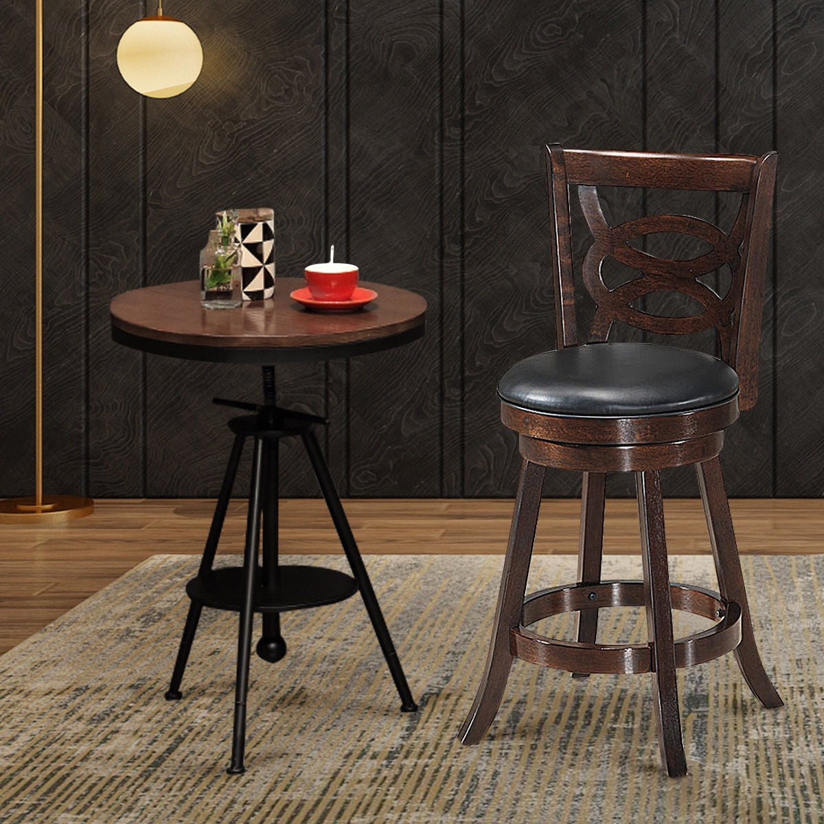 24 Inch Swivel Counter Height Dining Chair with Upholstered Cushion Seat