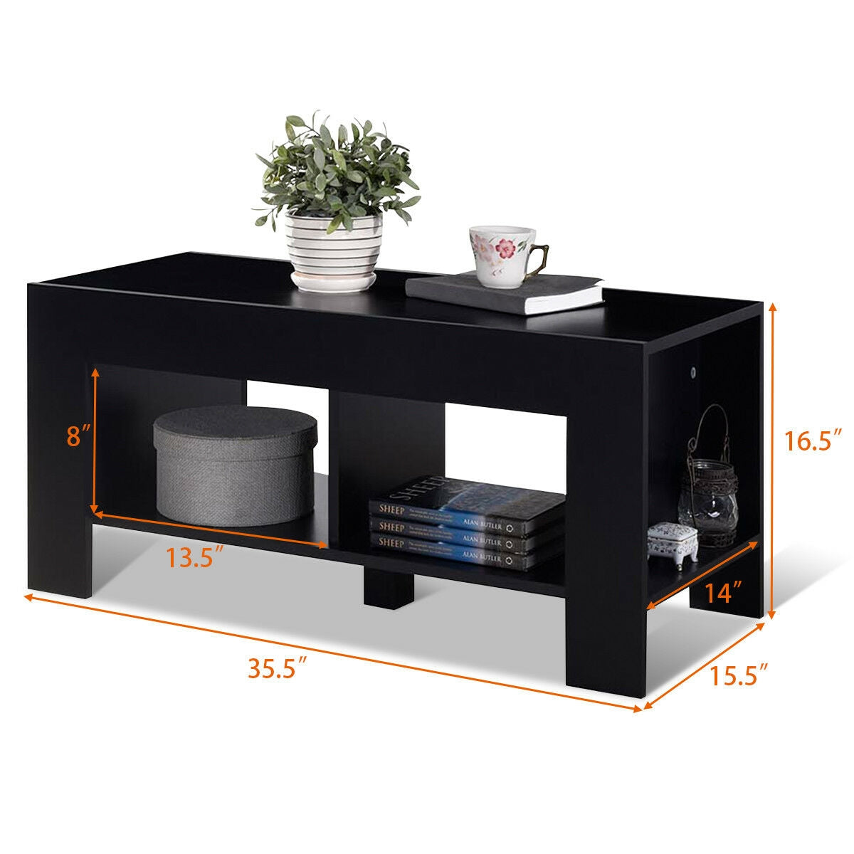 Modern 2-Tier Wooden Coffee Table with Open Storage Shelf for Living Room or Sofa Side