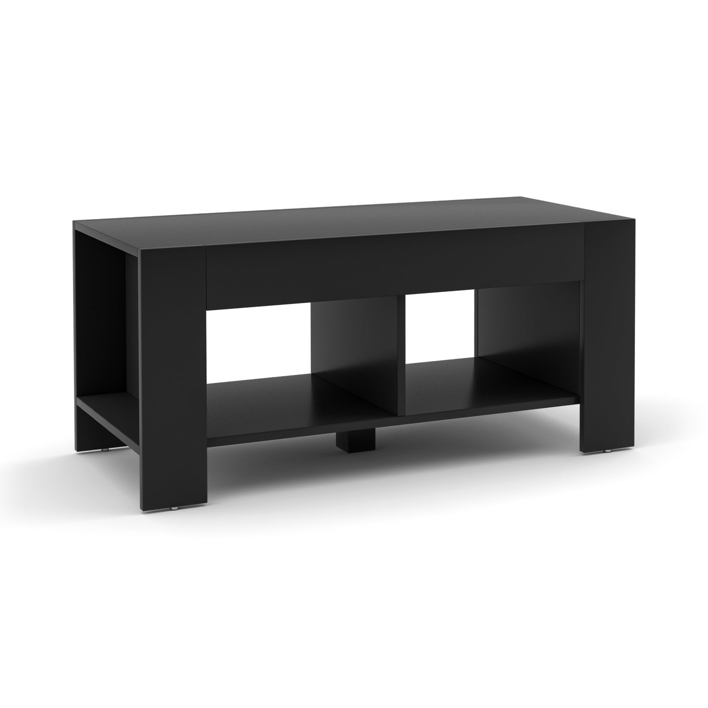 Modern 2-Tier Wooden Coffee Table with Open Storage Shelf for Living Room or Sofa Side