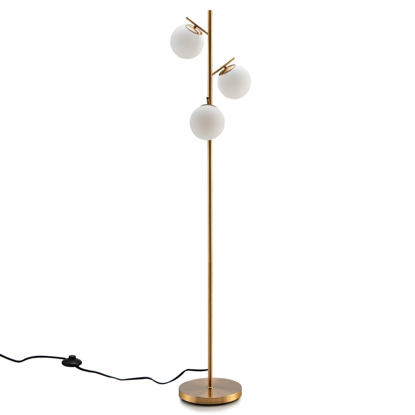 Elegant 3 Globe Floor Lamp with Foot Switch and Glass Shades