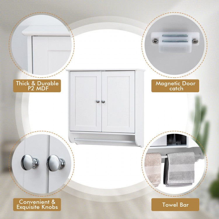 Elegant Wall-Mounted Medicine Cabinet with Adjustable Shelves & Towel Bar