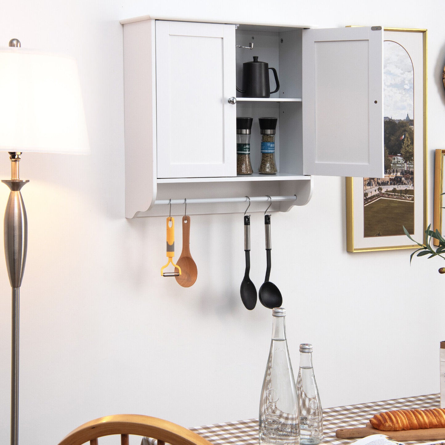 Elegant Wall-Mounted Medicine Cabinet with Adjustable Shelves & Towel Bar