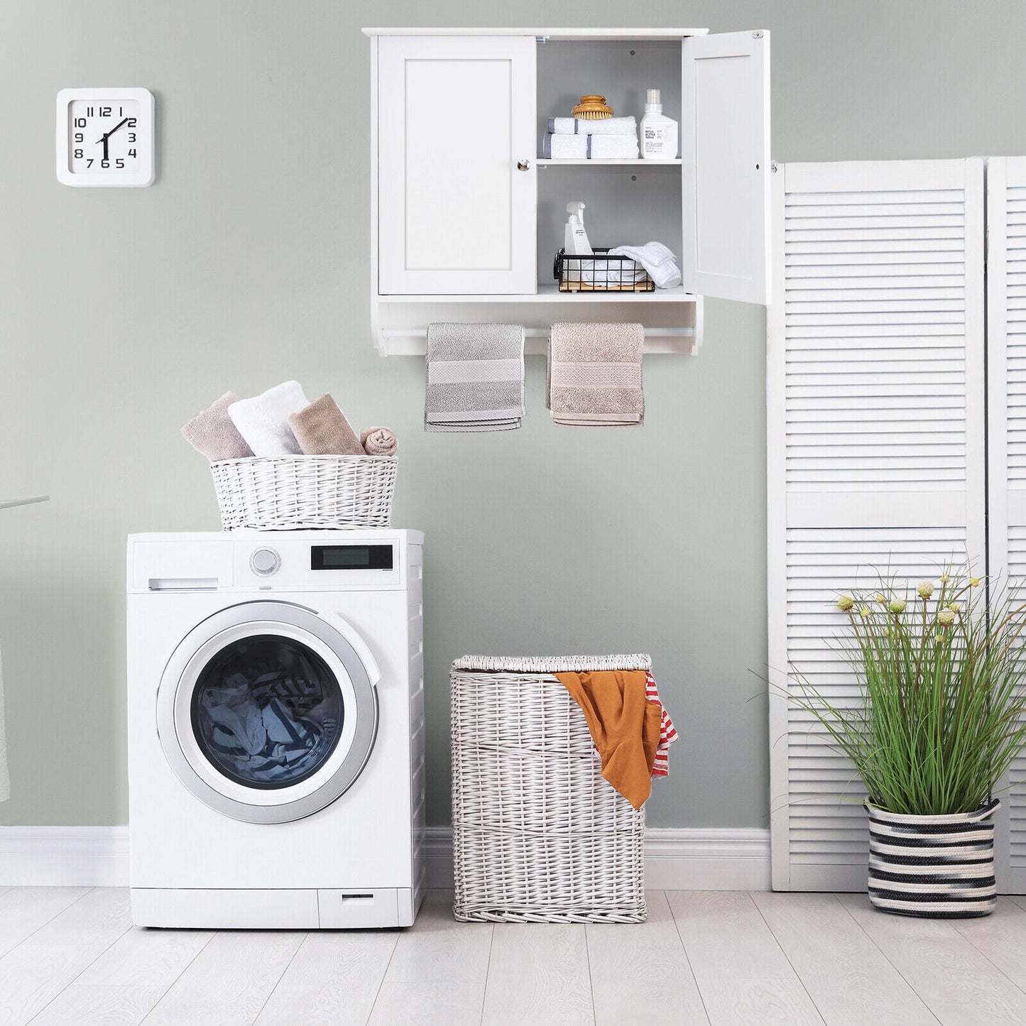 Elegant Wall-Mounted Medicine Cabinet with Adjustable Shelves & Towel Bar