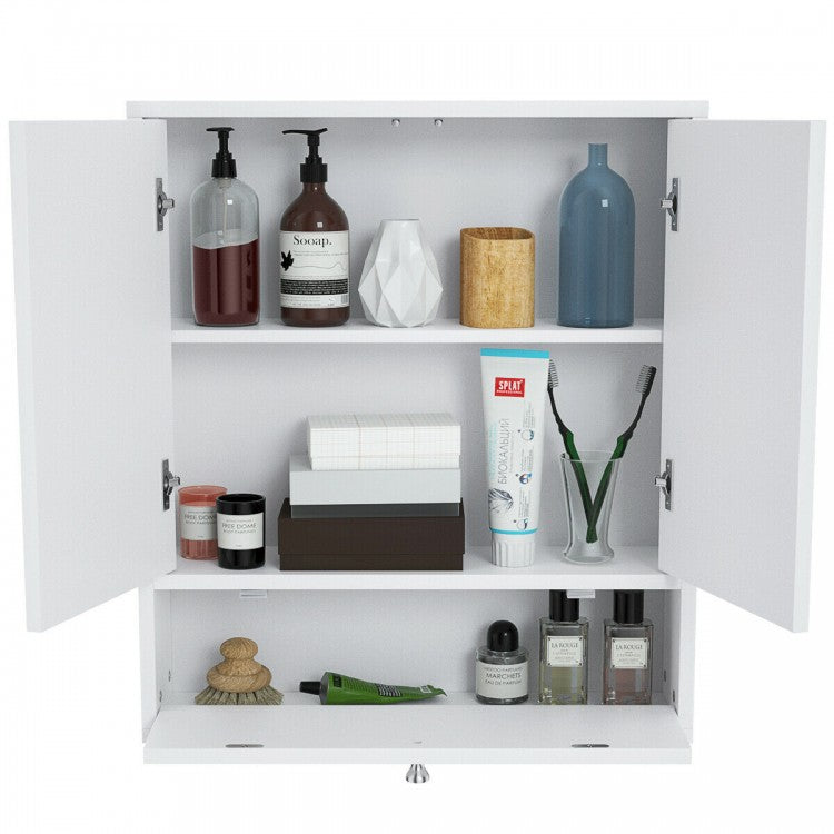 Modern White Wall-Mounted Medicine Cabinet with Mirror