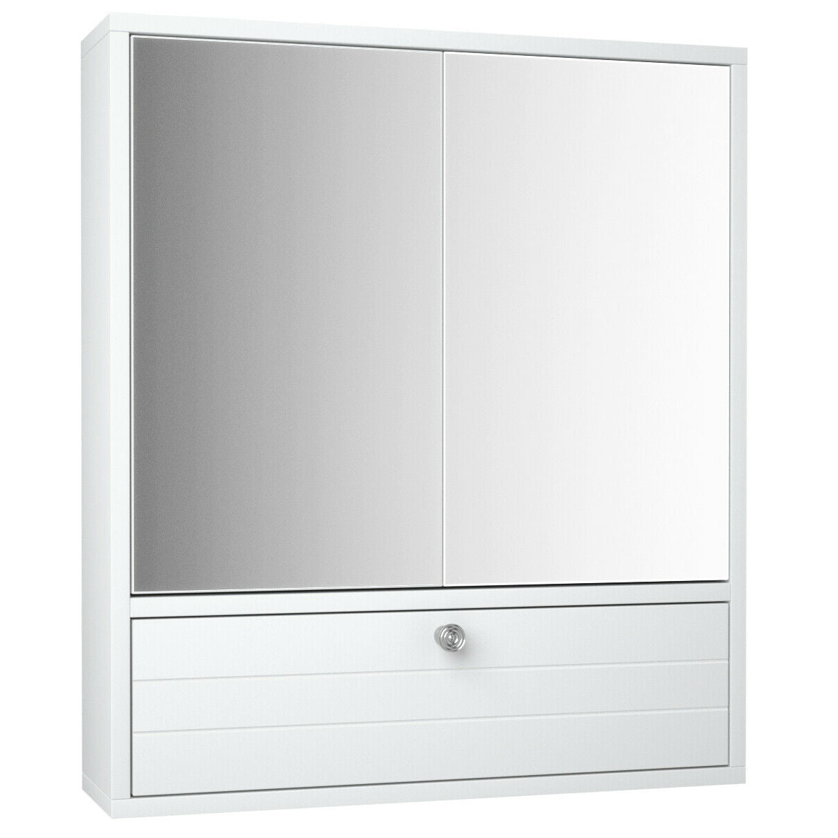 Modern White Wall-Mounted Medicine Cabinet with Mirror