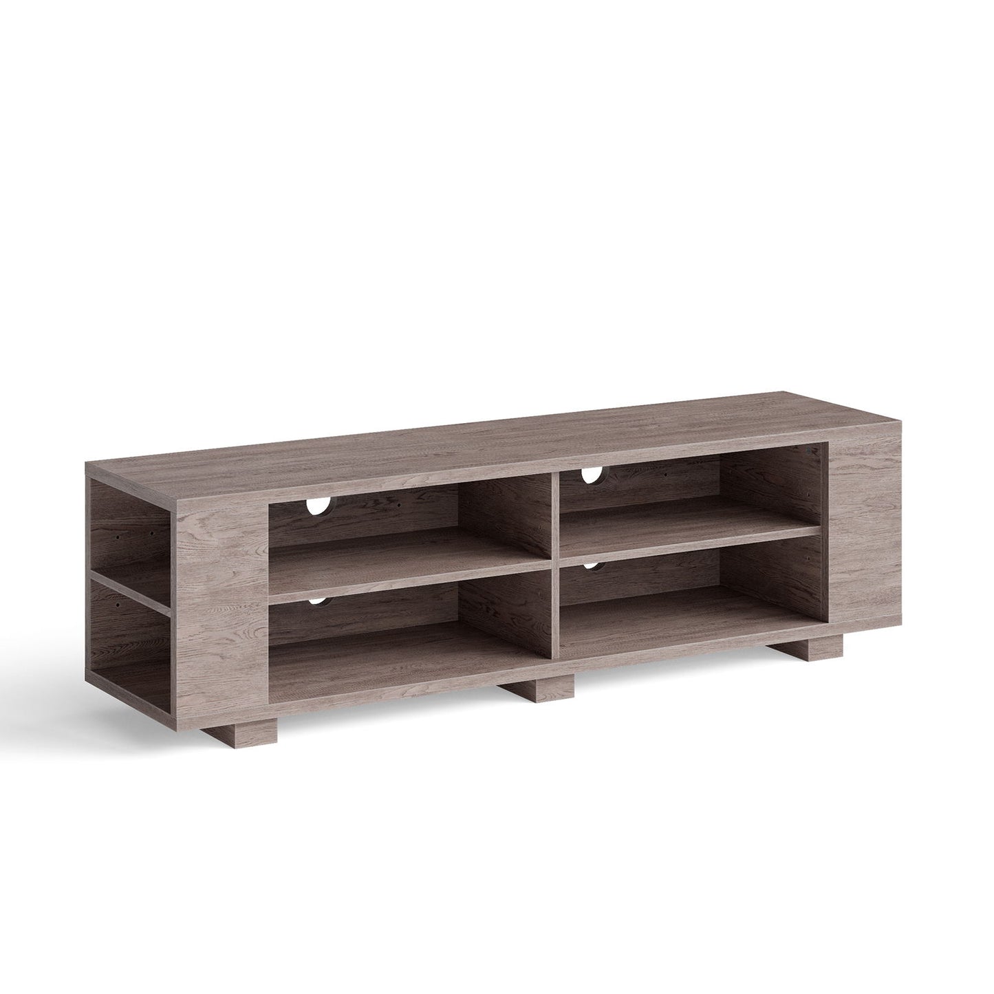 Modern 59 Inch Media Console with Adjustable Open Shelves for TVs up to 65 Inches in Grey