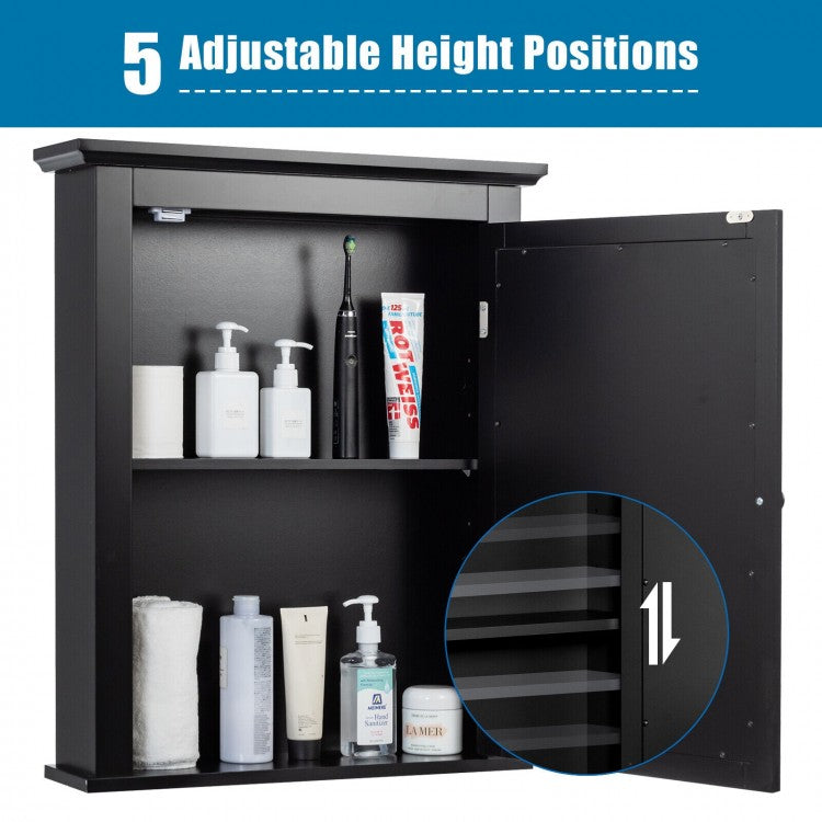 Wall-Mounted Bathroom Mirror Cabinet with Adjustable Shelves