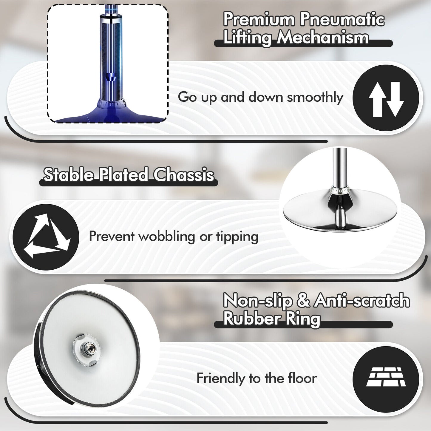 Stool with Hidden Storage, Adjustable Height, 360° Swivel Seat, Removable Tray Top - White