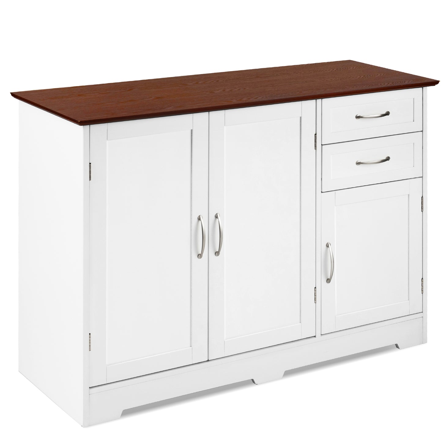 Modern Buffet Sideboard Cabinet with 2 Drawers and Adjustable Storage for Kitchen or Dining Room - White