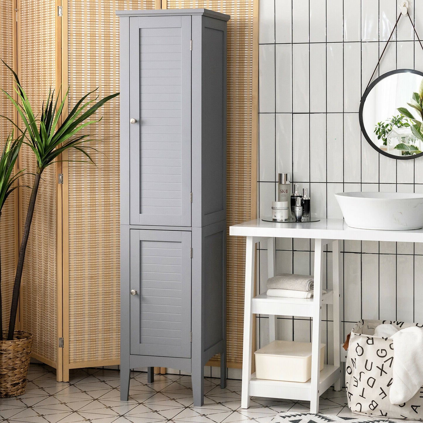 Multi Functional Freestanding Storage Cabinet for Bathroom, Kitchen, and Living Room