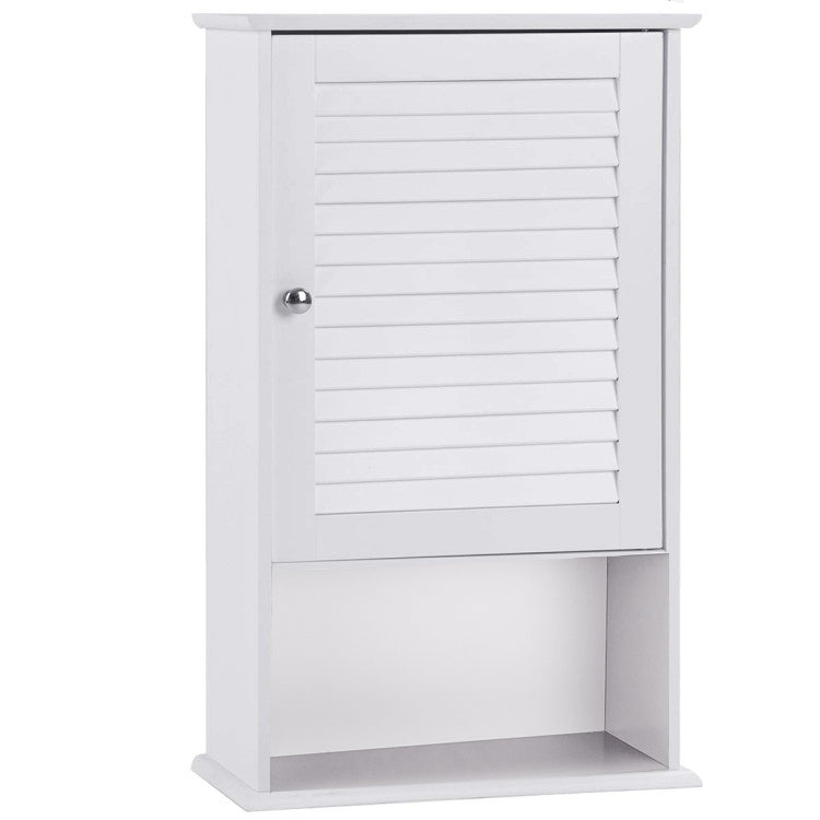 Modern Wall-Mounted Bathroom Storage Cabinet with Louver Door