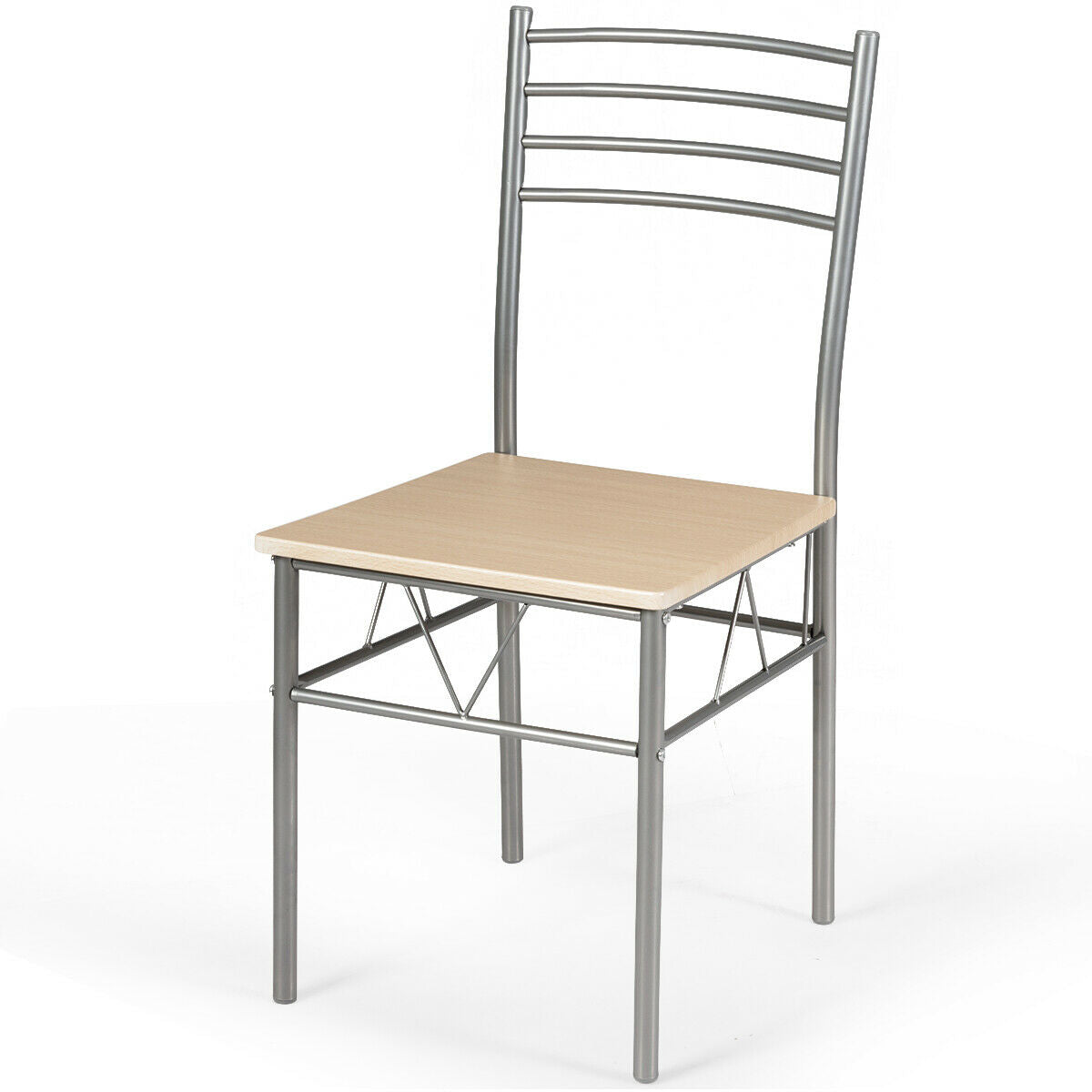 Modern 5 Piece Glass Dining Set with Metal Frame and Comfortable High Back Chairs