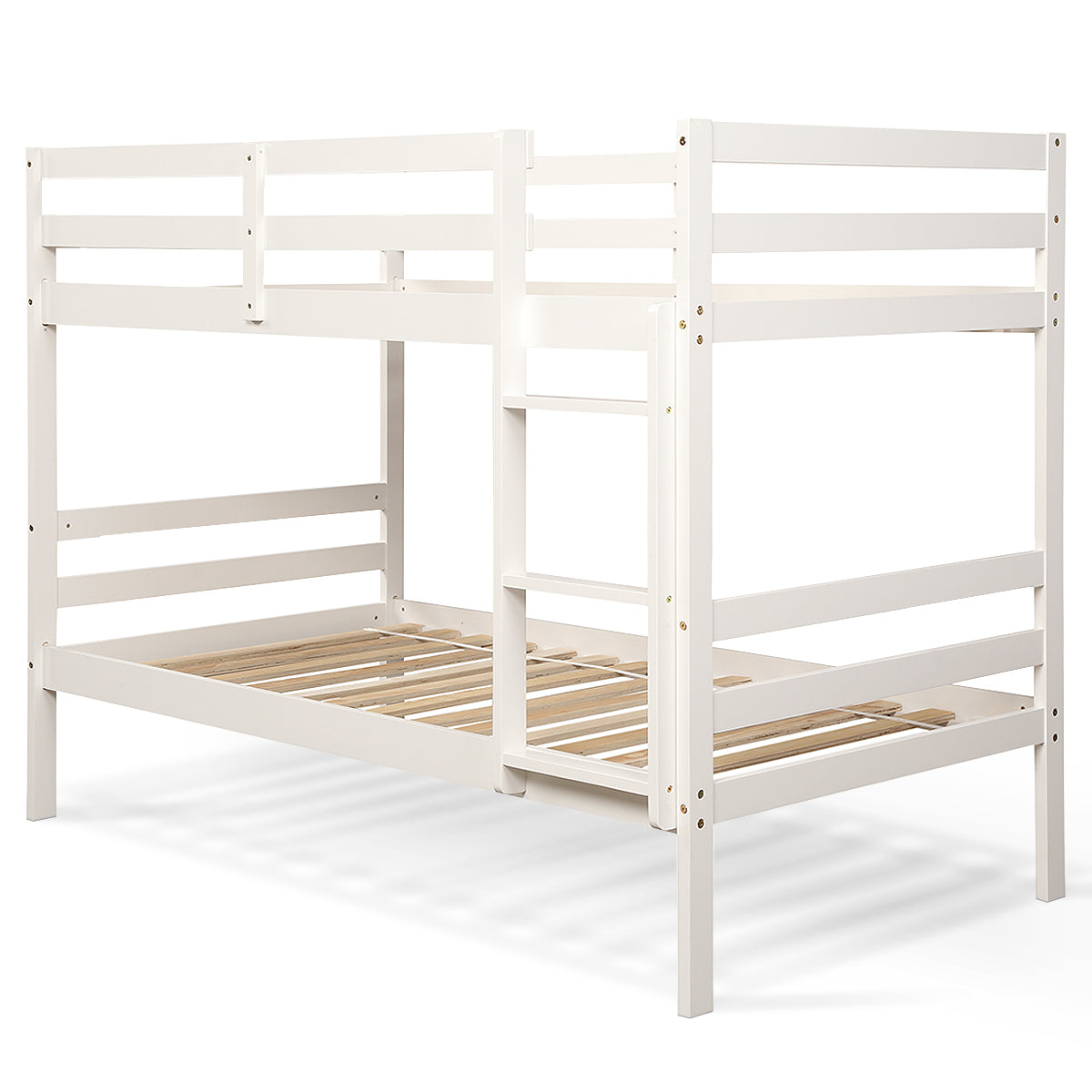 Solid Hardwood Twin Bunk Bed for Kids - White