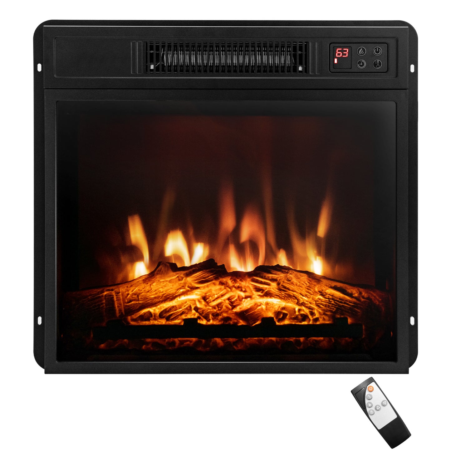 18 Inch Electric Fireplace Insert with Adjustable LED Flame Effects