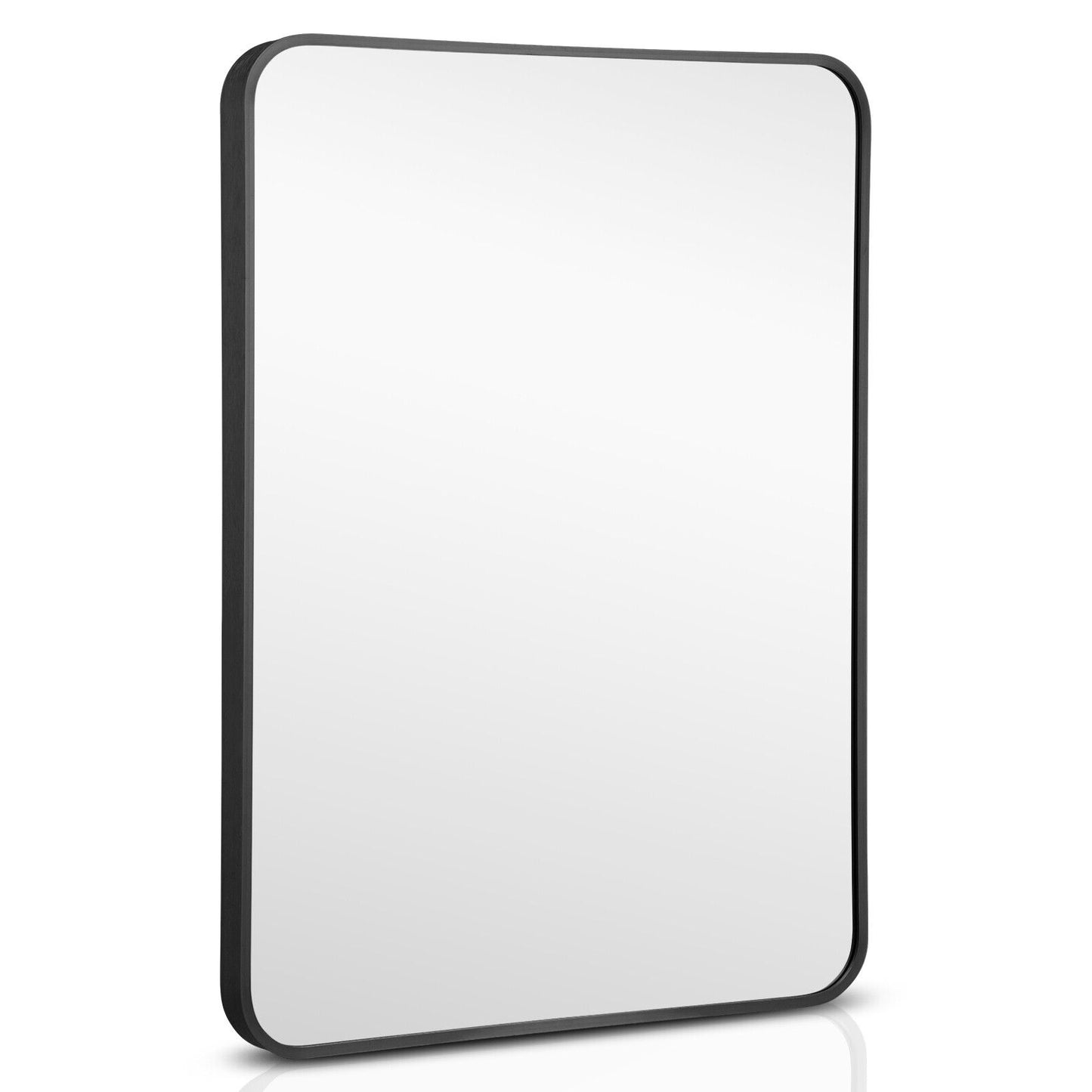 Premium Metal Framed Wall Mirror with Shatterproof Glass and Rounded Corners - Black