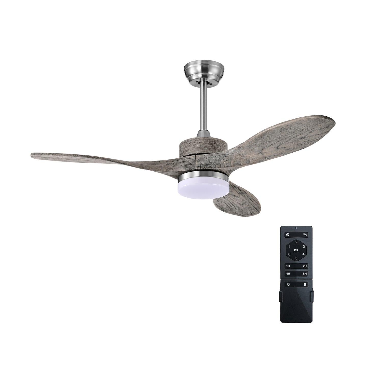 48 Inch Wooden Ceiling Fan with LED Light and 6 Speed Remote Control
