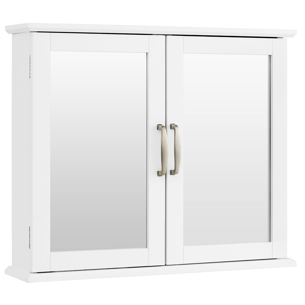 Wall-Mounted 2 Tier Medicine Cabinet with Mirrors & Handles for Bathroom Storage