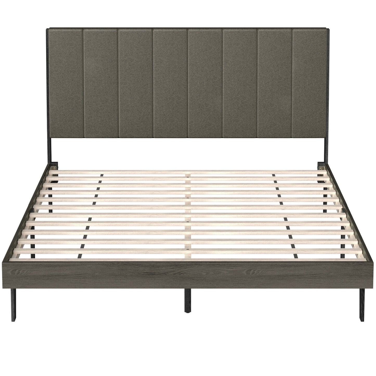 Queen Size Upholstered Bed Frame with Channel Tufted Headboard for Ultimate Comfort