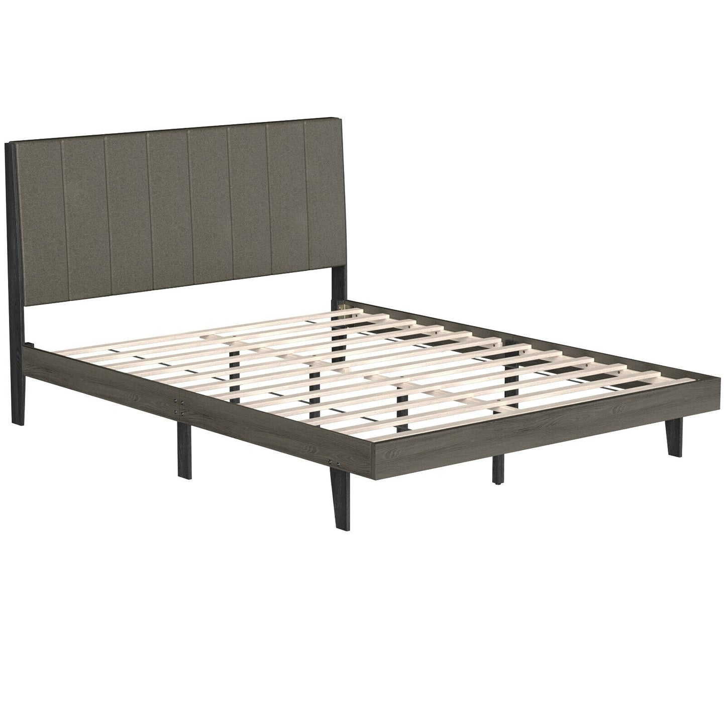 Queen Size Upholstered Bed Frame with Channel Tufted Headboard for Ultimate Comfort