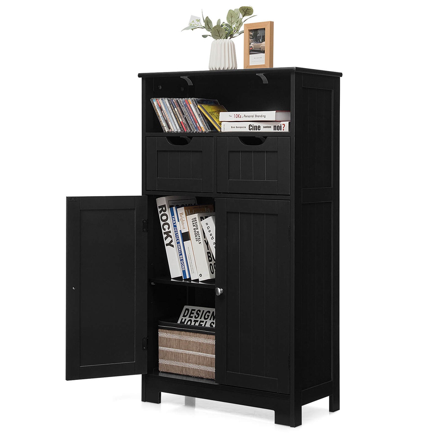 Adjustable Storage Bathroom Side Cabinet with Magnetic Doors