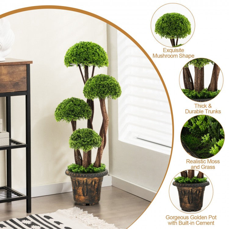 3 Feet Artificial Cedar Topiary Tree with Rattan Trunk – Lifelike Indoor/Outdoor Décor
