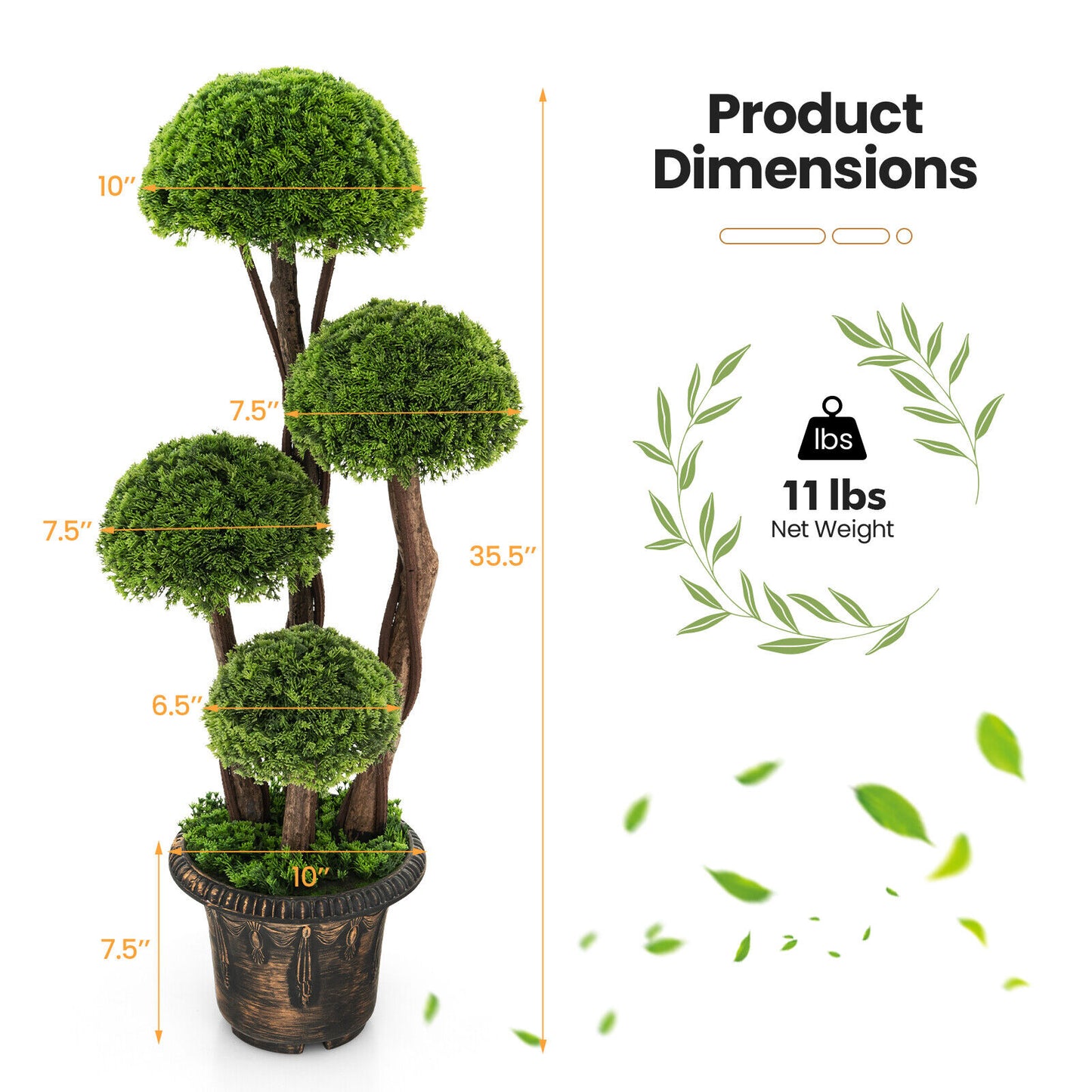 3 Feet Artificial Cedar Topiary Tree with Rattan Trunk – Lifelike Indoor/Outdoor Décor