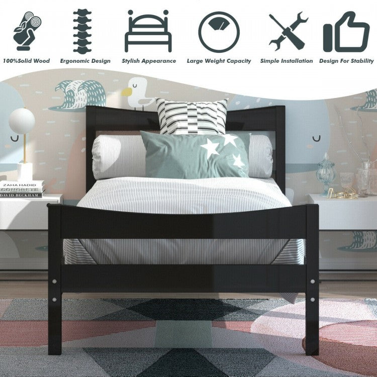 Elegant Twin Size Platform Bed Frame with Slat Support Foundation – Dark Brown