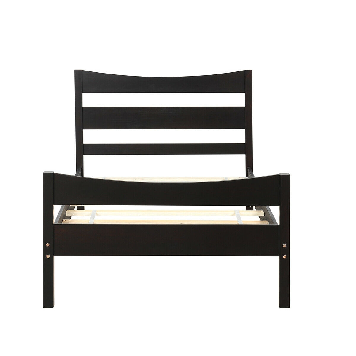 Elegant Twin Size Platform Bed Frame with Slat Support Foundation – Dark Brown